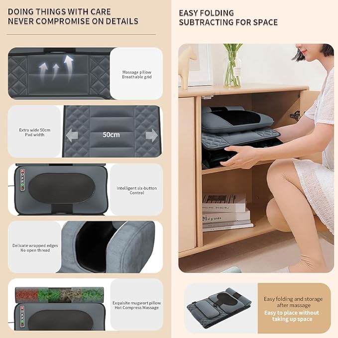 Full Body Massage Mat with Heat, Foot Massager Whole Body Vibration Massage Pad 9 Gear Massage /3 Timing Modes Shiatsu Massage Pad for Back Neck Lumbar Leg Foot
