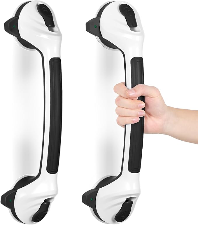 KVANT Grab Bars for Bathtubs and Showers, 16.5 Inch Grab Bars for Shower 2 Pack (Black White)