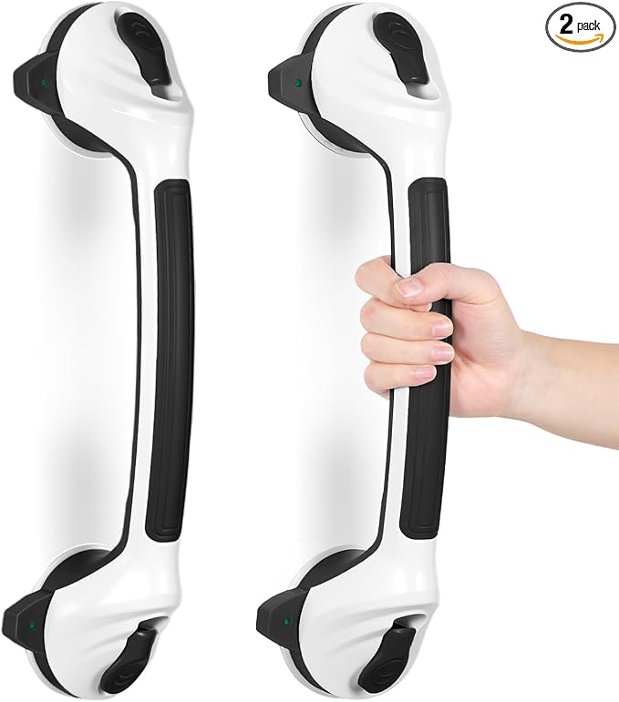 KVANT Grab Bars for Bathtubs and Showers, 16.5 Inch Grab Bars for Shower 2 Pack (Black White)