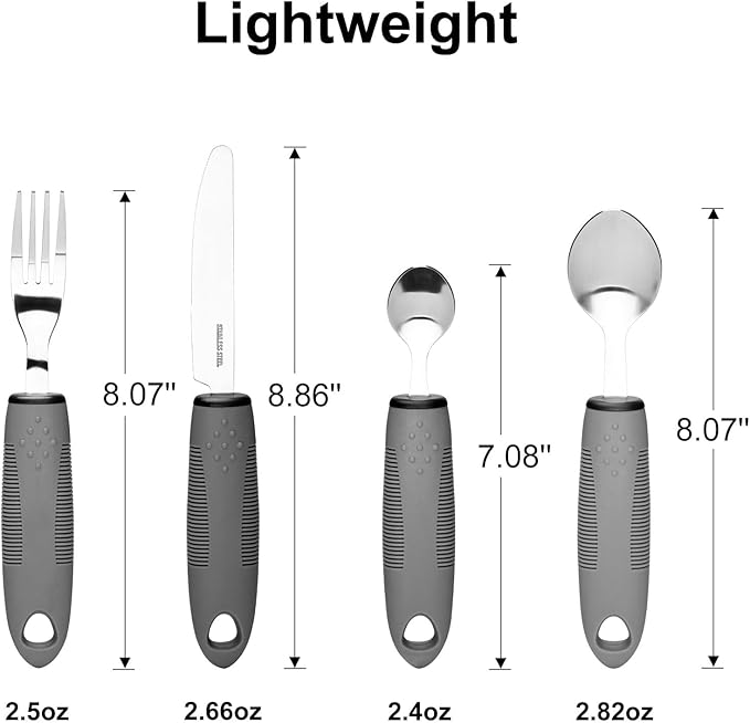 Bendable Adaptive Utensils for Elderly, Disabled People, Parkinson’s, Arthritis, Hand Tremors, Weak Hand Grip & Handicapped, Arthritic Hands-Non Slip Handles
