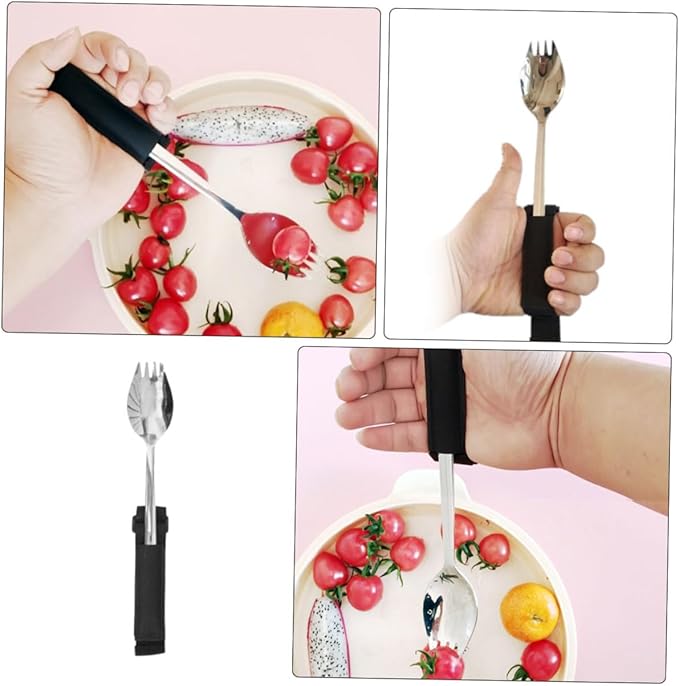 FOMIYES Adaptive Spork for Seniors Portable Anti-Slip Eating Utensil for Elderly Disabled Lightweight Design for Easy Grasp for Hand Reduced Grip Strength