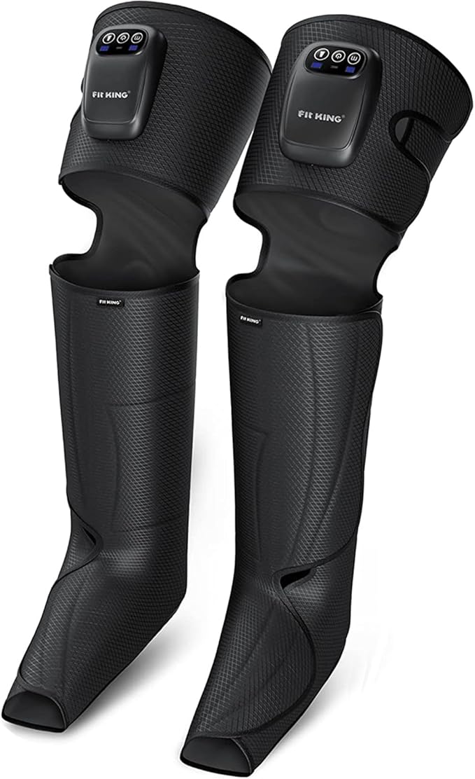 FIT KING Cordless Compression Boots Full Leg Compression Massager, Rechargeable Portable Foot and Calf Massager for Circulation, Pain Relief & Fast Recovery, No External Long Hoses | Gift for Mom