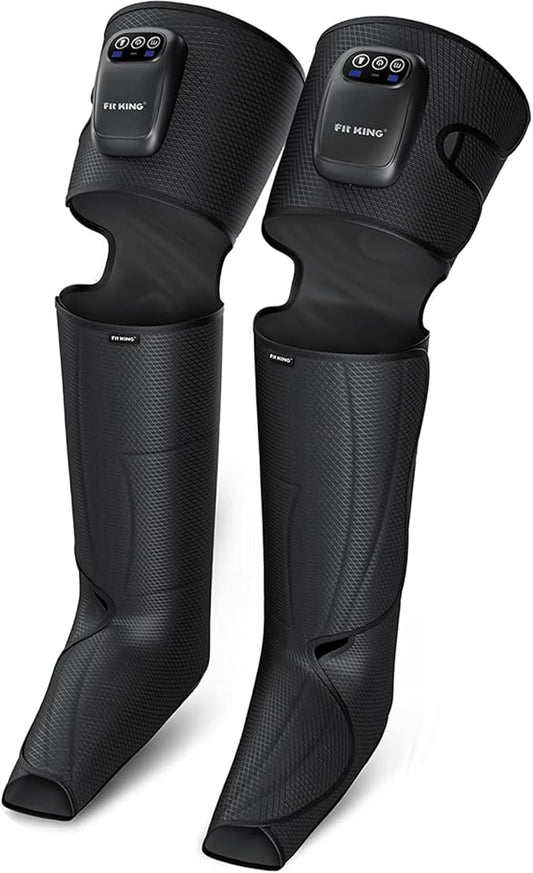 FIT KING Cordless Compression Boots Full Leg Compression Massager, Rechargeable Portable Foot and Calf Massager for Circulation, Pain Relief & Fast Recovery, No External Long Hoses | Gift for Mom