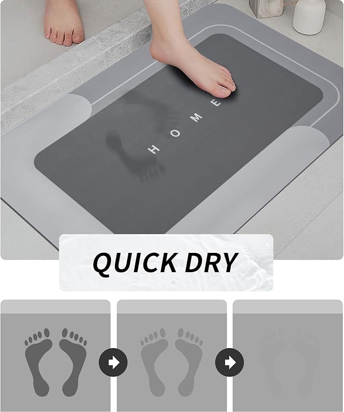Housego 3PCS Absorbent Bath Mat Magic Rug Sets, Quick Drying Bath Mat Non-Slip Floor Rug Rubber Backed for Bathroom Kitchen Shower Sink (16.9''x23.6''+19.7''x23.6''+19.7''x31.9'', Dark Gray)
