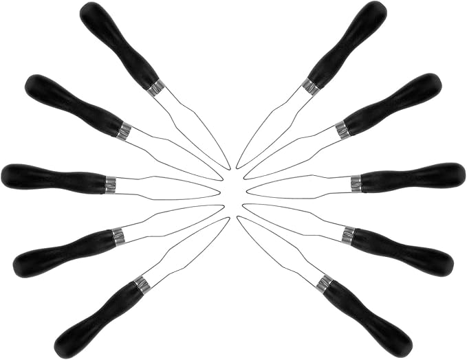 10pcs Button Hooks and Snap Installation Tools with Black Plastic Handles, One-Handed Quick Button Threading Devices for Seniors and Dressing Assistance