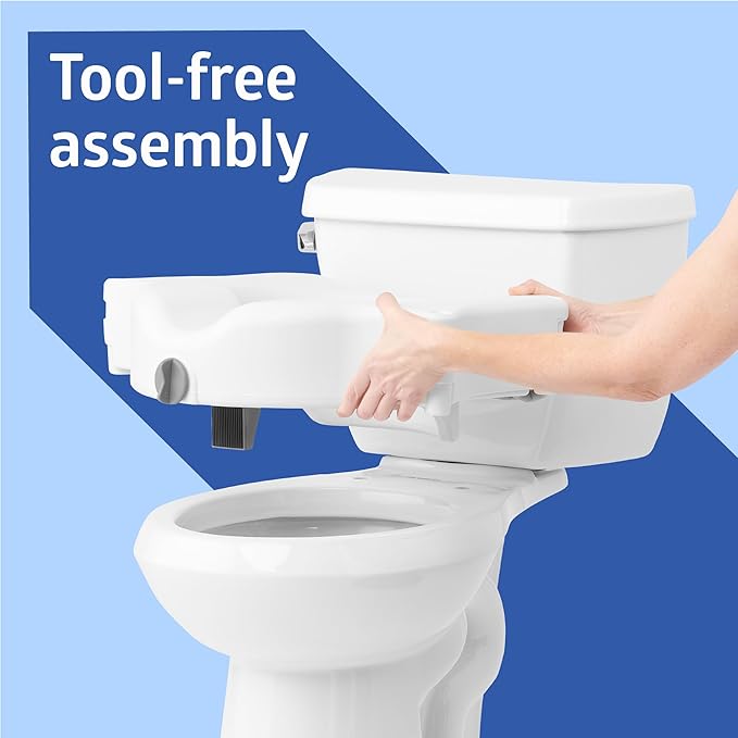 Medline Bariatric Raised Toilet Seat, Locking, 3.5 Inch, 600 lb Weight Capacity, Retail Packaging - Comfortable & Secure Solution for Heavy Individuals