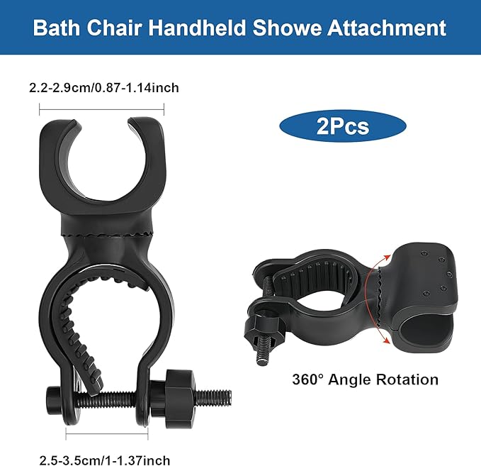 Plus tard Elderly Bath Chair Handheld Shower Head Holder Attachment for Shower Chair(2Pcs), Shower Head Shower Holder Fit for Bath Seat, Shower Aids Portable Bath Seat Shower Bench Stand