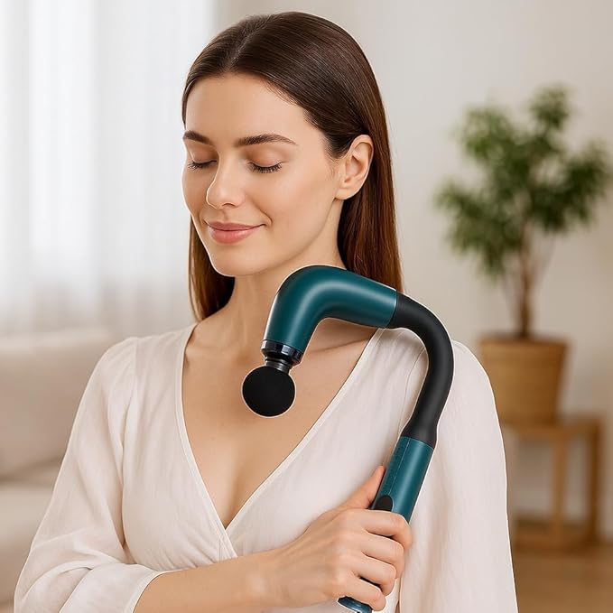 Handheld Cordless & Rechargeable Back Massager - Quiet - Full Body Massage Device for Women, Aches Relief, Sports Recovery and Deep Relaxation - Bluegreen