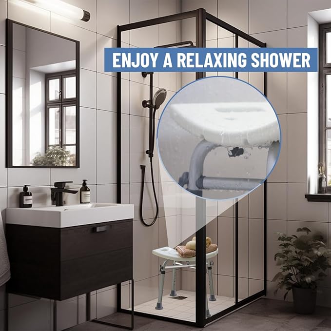 Dr. Kay's Adjustable shower Chair for inside shower with Unique Heavy Duty Crossbar Supports, Shower Stool for the inside tub, Bath stool, adjustable shower chair for the elderly and disabled, 500 lbs
