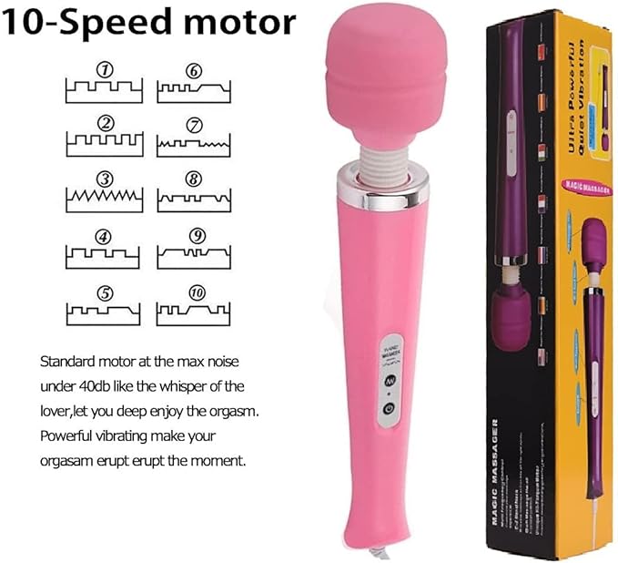 Power Handheld Electric Back Body Vibrating Massager for Woman Sport Recovery Muscle ACH Pain Shoulder Neck Leg Hand Foot Massagers Tool (Pink Big Massage and Blue Mini Toy)