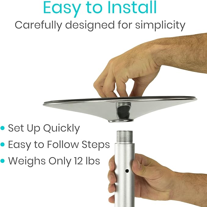 Vive Floor to Ceiling Grab Bar - Stand Assist Aid for Elderly - Shower Safety Bar for Seniors - Stand Assist Transfer Pole - Shower Support Pole - Toilet Rail for Disabled & Handicap Security