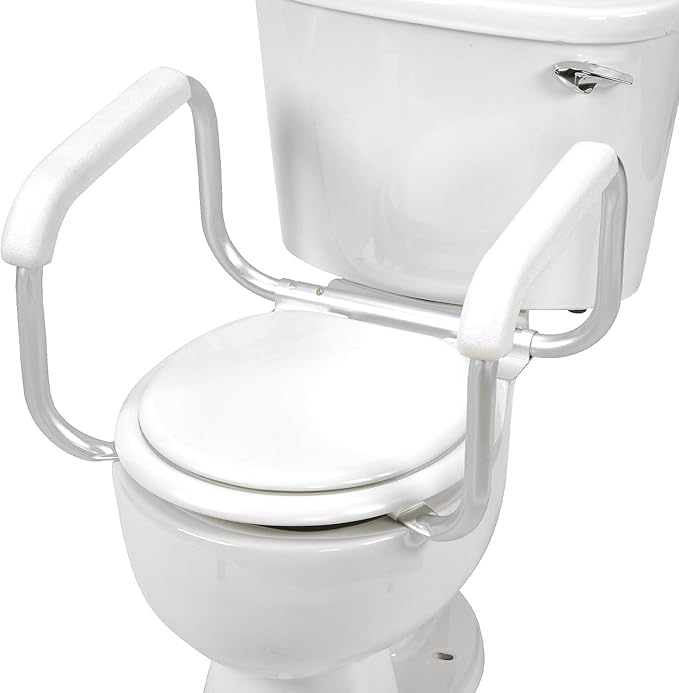 DMI Toilet Safety Rails Toilet Handles for The Elderly Toilet Safety Handrails Frame Easy Assembly with no Tools, White