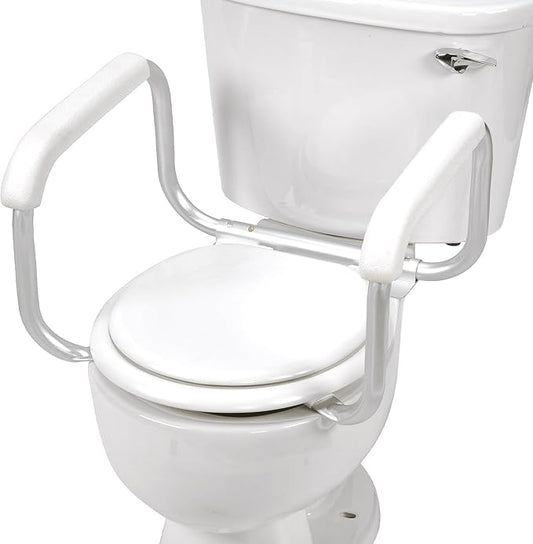 DMI Toilet Safety Rails Toilet Handles for The Elderly Toilet Safety Handrails Frame Easy Assembly with no Tools, White