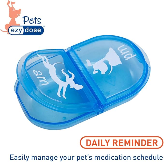 EZY DOSE Pets Daily AM/PM Pill Case, Medicine Planner, Vitamin Organizer Box for Dogs, Easy to Use, 2 Times a Day, Transparent Lids, Convenient for Treats, BPA Free