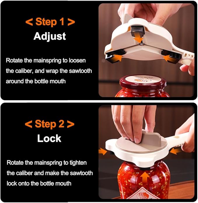 4 in 1 Multi-Purpose Jar Opener, 2026 Upgrade Adjustable Three Claw Bottle Opener, Can Opener with Non-Slip Grip, Multi Size Lid Tool for Seniors, Home Kitchen Helper (2pcs)