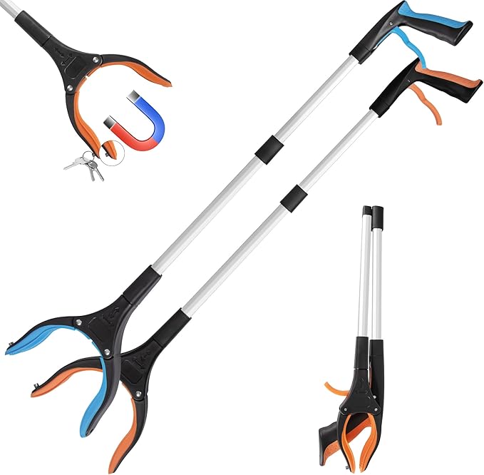 32.65"Grabber Reacher Tool, Foldable Trash Picker, 360°Rotating Grabber with Magnetic for Seniors and Disabled