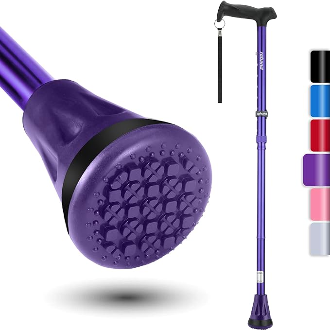 REHAND Walking Cane - Foldable, Adjustable, Collapsible Walking Canes for Men & Women, Heavy Duty All Terrain Tip, with Travel Bag | Walking Sticks for Seniors & Adults
