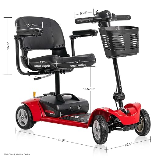 Rascal Venture 4-Wheel Portable Mobility Scooter for Travel, Easy Disassembly, Compact Design, 300 lb Capacity, Battery Included