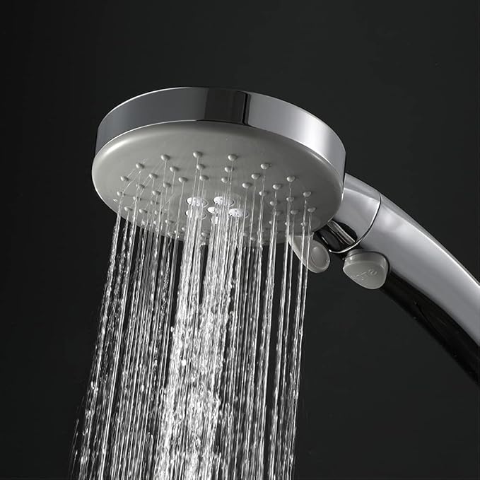 Elderly Handheld Shower Head Designed For Disabled Pregnant Woman Gravidas With 79-Inch Hose Suciton Cup Holder Bracket Home Care Control Button Convenient Push Button Chrome