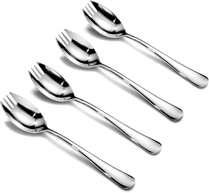Alata Sporks, 12-Pack Food-grade Stainless Steel Sporks, 7.4 Inches Long Handle Salad Forks For Dessert, Ice Cream, Salad, Soup, Noodle, Spaghetti, Dishwasher Safe