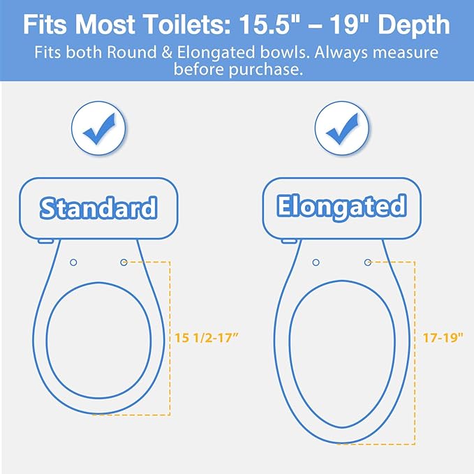 Raised Toilet Seat Risers for Seniors, Elevated Toilet Seat with Handles, 3-Level Height Adjustable, Support up to 300 Lbs