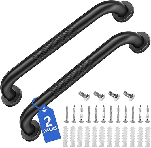 Safety Grab Bars for Bathroom and Shower, 16 Inch Non-Slip Stainless Steel Handrail for Toilet, Bathtub, Stairs & RV, Indoor Outdoor Support Bar, 500 lbs Capacity (2 Pack)