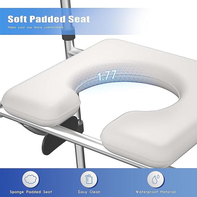 Raised Toilet Seat with Handles, Toilet Seat Riser for Seniors with Adjustable Height, 400lb Handicap Elevated Toilet Seat for Elderly, Pregnant, Fit Any Toilet