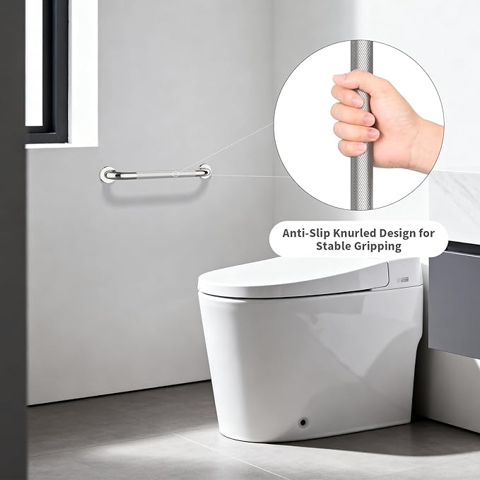 Shower Grab Bar 20 Inch, iHansee Chrome Bathroom Grab Bar w/Anti-Slip Knurled Grip - 1.25" Diameter, Stainless Steel Bath Safety Bars for Senior Elderly, Wall Mounted Toilet Bathtub Balance Handrail