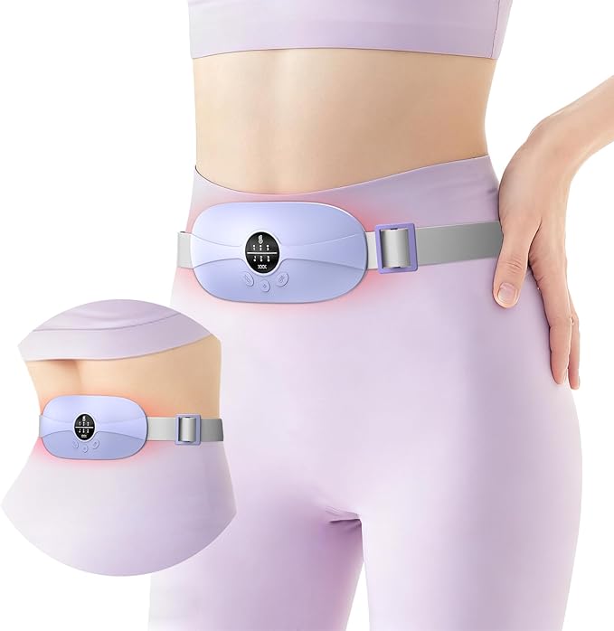 Portable Heating Pad, 5s Fast Heating, 3 Heat Levels and 3 Massage Modes, Heating Pad for Period Cramps for Women and Girls(Light Purple)