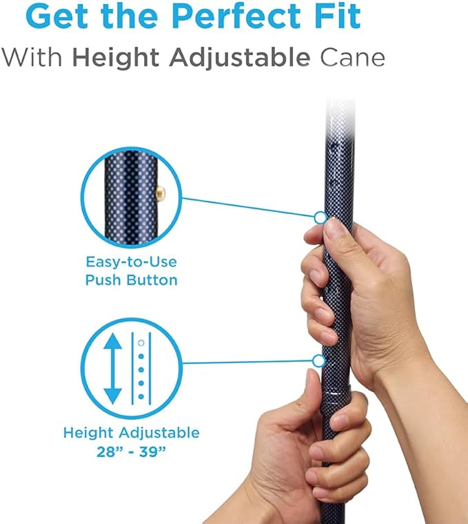 NOVA Offset Walking Cane for Seniors, Men & Women – Lightweight Adjustable Walking Cane with Soft Foam Grip, Wrist Strap, Anti-Rattle Lock & Non-Slip Tip – Stylish Mobility Aid