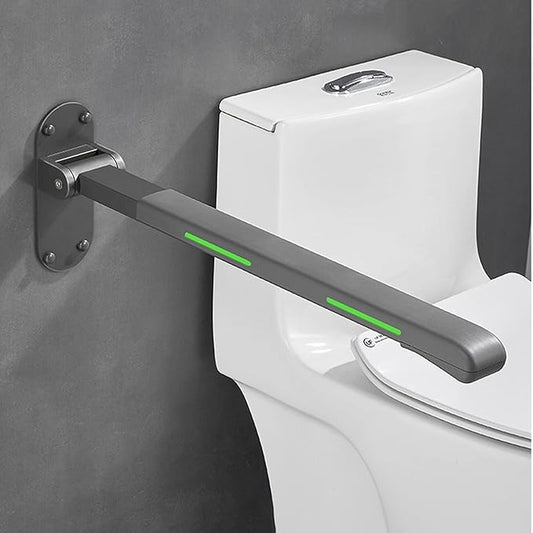 Flip Up Grab Bar,Bathroom Folding Grab Bar,Grab Bars for Toilet Wall,Safety Rail Wall Mounted,Non Slip Waterproof Handicap Handrails Elderly and Pregnant Grab Bars(Grey,with Indicators)