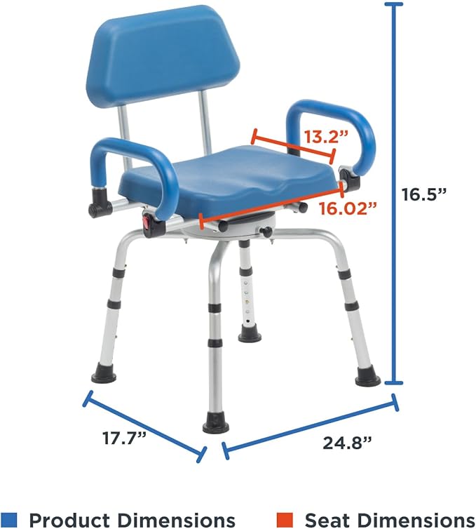 Journey SoftSecure 360 Degree Rotating Shower Chair, Padded Swivel Bathtub Seat