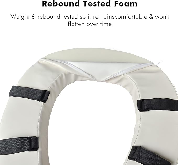Toilet Seat Cushion with 2-inch High-Density Foam Padded Toilet Cushion Toilet Seat Riser Waterproof PU Fabric-Suitable for Standard,Elongated Toilets(Beige)