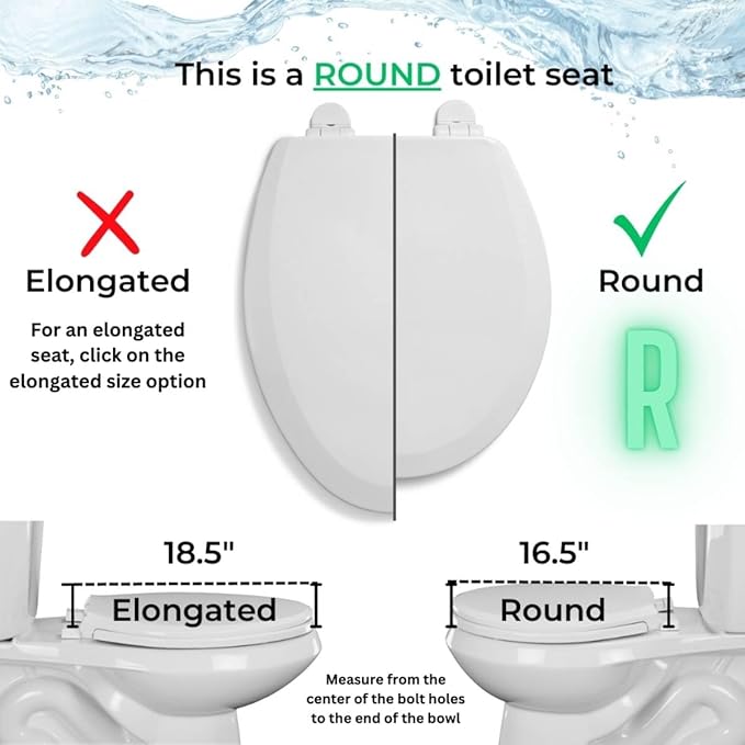 Centoco 2 inch Raised Toilet Seat for Seniors, Round, Open Front No Cover, Plastic, Made in the USA, HL300STSCC-001, White