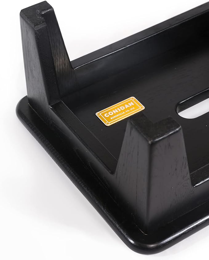CONSDAN Step Stool for Bed - USA Grown Oak, Wooden Stool for Adults and Seniors, 6.5" High, Non-Slip Mat, No Assembly Needed, Solid Wood, Black Color
