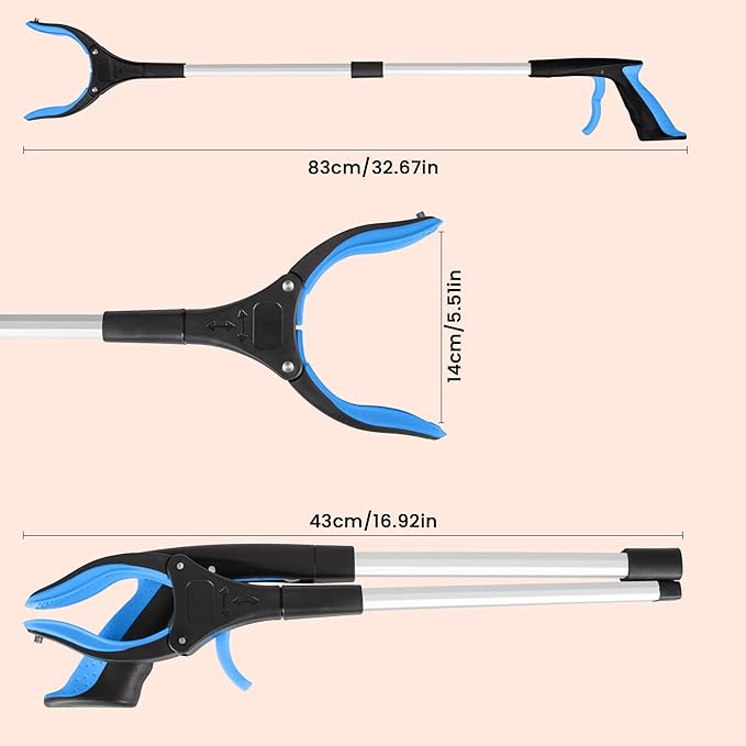 32.65"Grabber Reacher Tool, Foldable Trash Picker, 360°Rotating Grabber with Magnetic for Seniors and Disabled