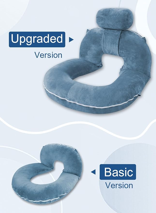 INSEN Reading Pillow, Back Pillow for Sitting in Bed for Reading, Nurse & Relax, Reading Pillow for Adults, Moms & Kids, Sit Up Pillow for Bed, Upgrade, Blue