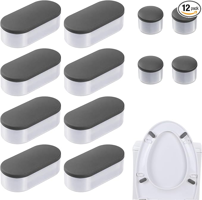 12 Pcs Bidet Height-increasing Pads Toilet Seat Riser for Bidet Universal Self Adhesive Toilet Seats Buffer with 2 Heights Adjustment 2 Styles Toilets Seats Risers Spacers