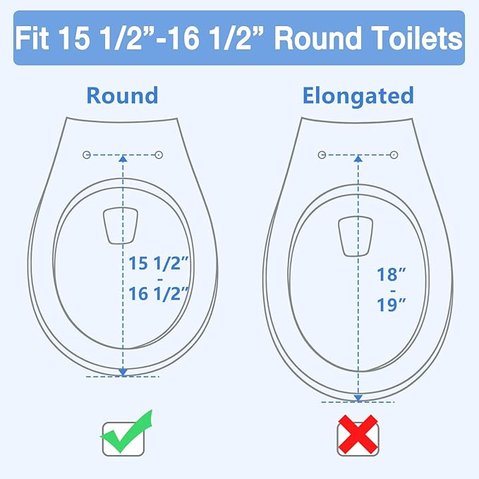 3.5 Inch Raised Toilet Seat Risers for Seniors and Adults, Hinged Elevated Toilet Seat for Round Toilets, Support to 300 Lbs, White (Standard Round)