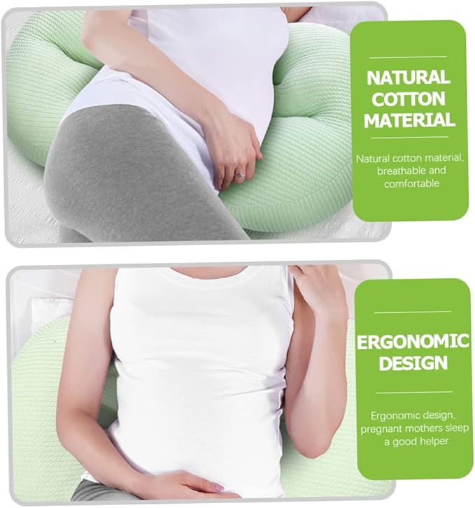 SOLUSTRE Shaped Pregnancy Pillow for Abdominal Support for Side Sleeping Ergonomic Design for Bump Relief for Pregnant Women and Seniors Soft and Breathable