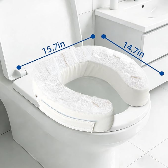 Toilet Seat Riser Cushion, 3 Inch Padded Toilet Seat Cushion for Seniors, High-Density Foam with Velcro Fastening, Stable & Non-Slip, Fits Standard & Elongated Toilets
