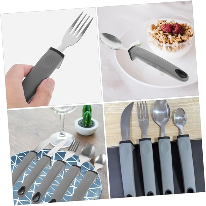SAFIGLE 1Set Adaptive Portable Utensil for Elderly Shaking Non Slip Design for Easy Grasping Tableware for Seniors with Weak Grip Lightweight Convenient for Dining