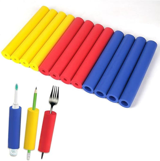 12PCS Foam Grip Tubing 6pcs Adaptive Utensils Grip Tubing, Extended Thickened Built Up Grip Aid for Utensils, Tools and Pens for Elderly, Disabled, Arthritic, Handicapped