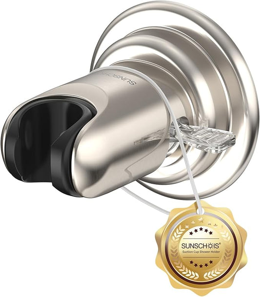 Strong Suction Cup Shower Head Holder - No Drill Handheld Shower Bracket for Seniors, Kids & Pets, Tool-Free Adjustable Height Bathing Aid for Tile/Glass, Rustproof ABS Construction