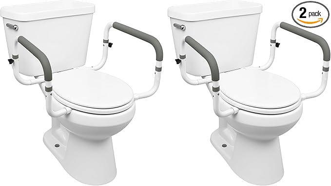Carex Toilet Safety Frame - Toilet's Safety Rails with Adjustable Width - Toilet Rails for Elderly, Handicap, Home Health Care Equipment After Surgery, Supports 300lbs (Pack of 2)
