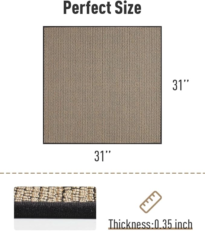 PADOOR Non Slip Stair-Treads Matching-Mat for Wooden Steps, Square Rubber Backing Non Slip Stair Landing Mat 30x30 inch