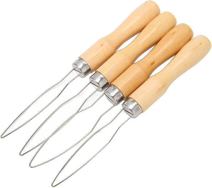 Generic Button Hook for Seniors, 4Pcs Button Hook Wooden Handle Stainless Steel Wire Semi Flexible Assist Tool with Comfort Grip Handle Assist Tool for The