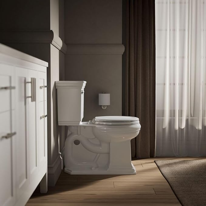 KOHLER Stonewood Quiet-Close, Round Toilet Seat Soft Close, Durable Wood, Easy Installation, Universal Fit, Home Essentials, White Finish, K-20467-0 (Pack of 2)