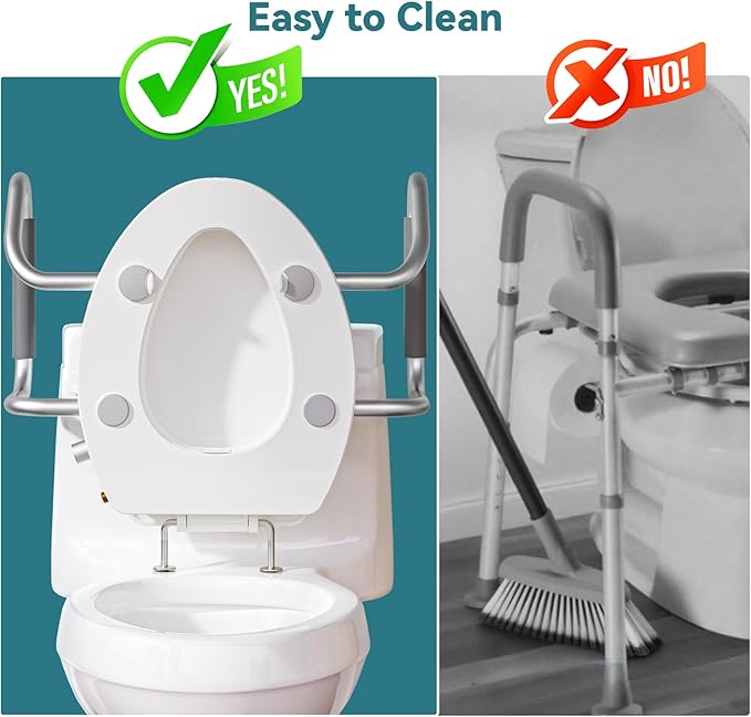 Clirass 3" Raised Toilet Seat with Handles and Bidet - Non-Electric Bidet with Dual Nozzles - Elevated Toilet Risers for Seniors & Limited Mobility - Easy Install & Clean (Elongated with Handles)