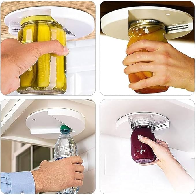 2 Pack Under Cabinet Jar Opener for Seniors, Easy Grip Jar & Bottle Opener for Weak Hands and Arthritis, One-Handed Kitchen Gadget for Home Assistance